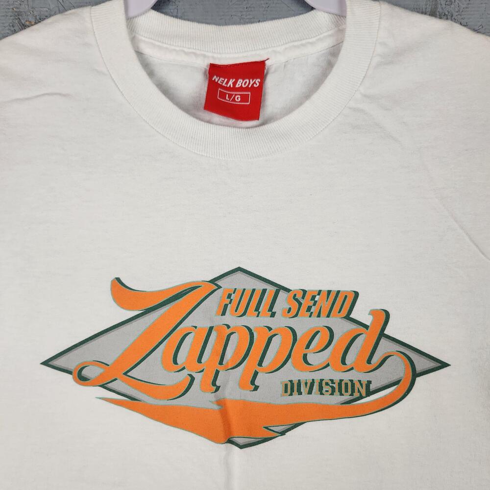 Nelk Boys Shirt Mens Large White Full Send Zapped Division Graphic Streetwear